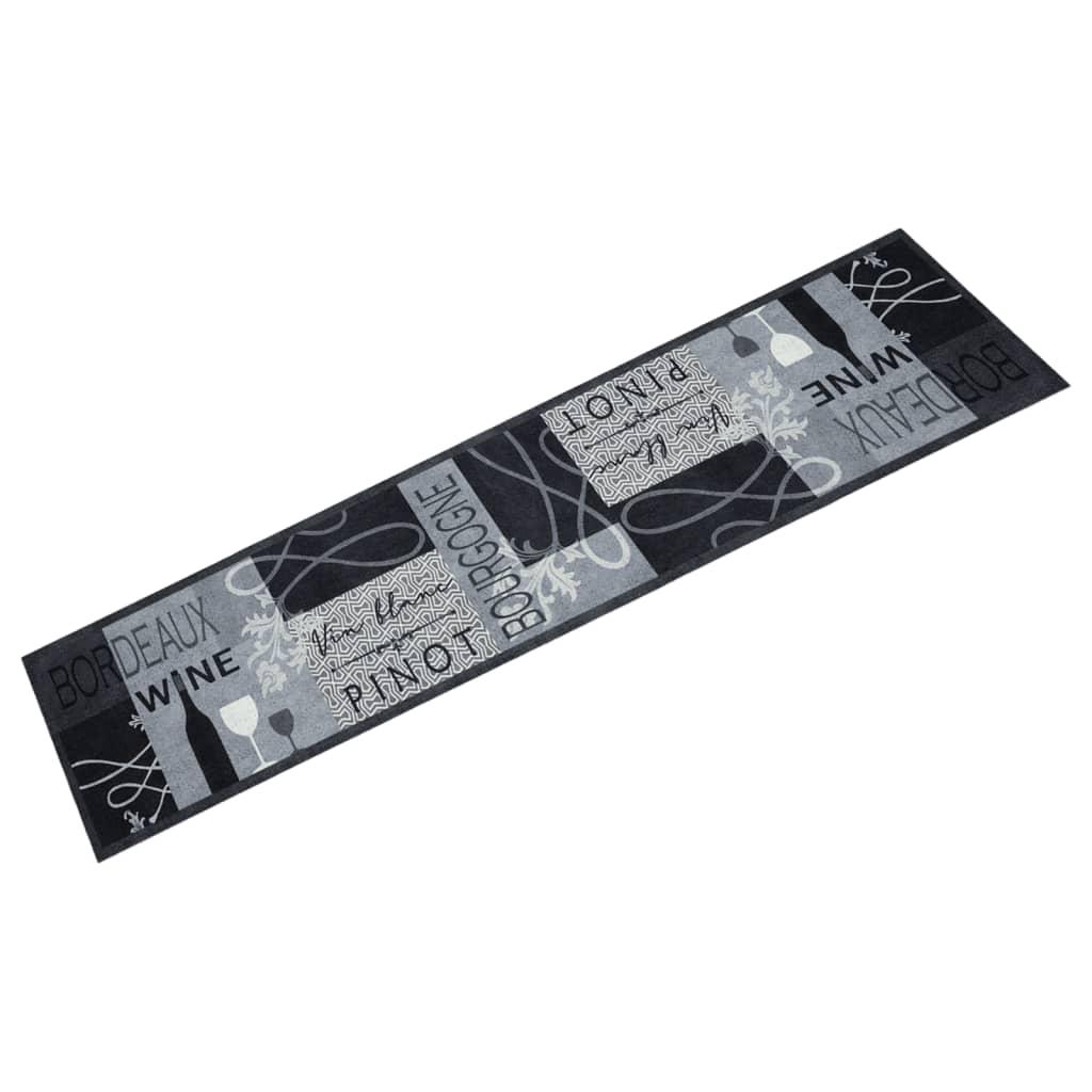 Køkkentæppe 60x300 cm vindesign vaskbart velour grå billede