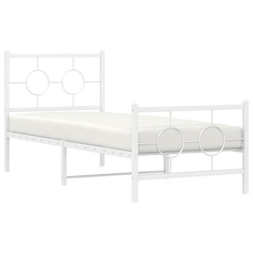 Sengeramme med sengegavl og fodgærde 75x190 cm metal hvid