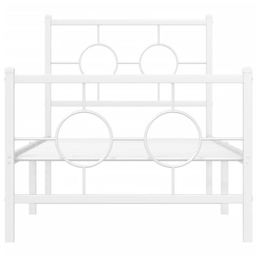 Sengeramme med sengegavl og fodgærde 75x190 cm metal hvid