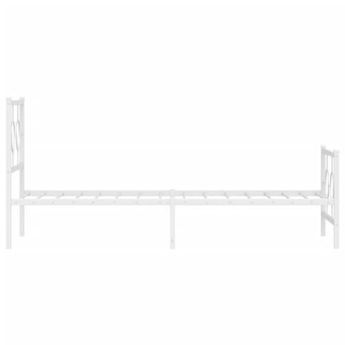 Sengeramme med sengegavl og fodgærde 75x190 cm metal hvid