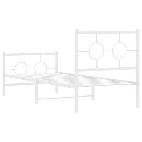 Sengeramme med sengegavl og fodgærde 75x190 cm metal hvid