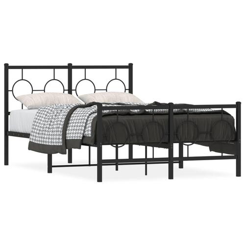 Sengeramme med sengegavl og fodgærde 120x190 cm metal sort
