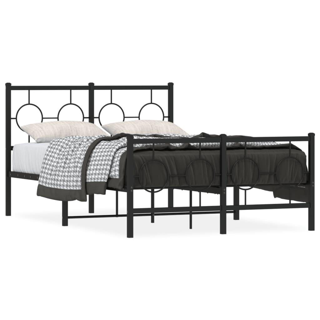 Sengeramme med sengegavl og fodgærde 120x190 cm metal sort
