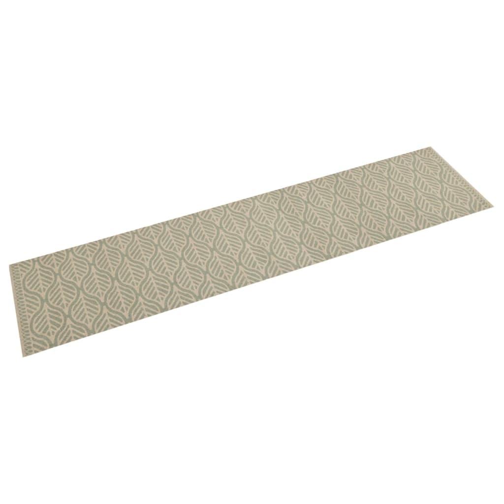 Køkkentæppe 60x300 cm bladdesign vaskbart velour billede