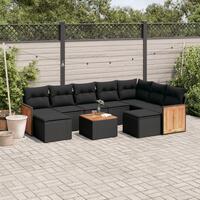 Sofasæt til haven 10 dele med hynder polyrattan sort