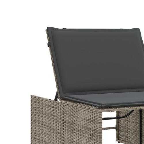 Liggestole 2 stk. med bord polyrattan grå