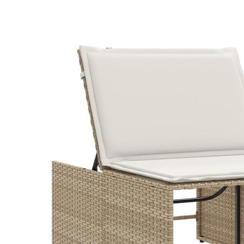 Liggestole 2 stk. med bord polyrattan beige