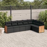 Sofasæt til haven 7 dele med hynder polyrattan sort
