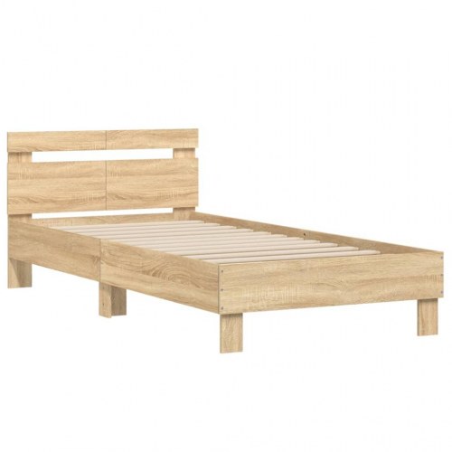 Sengeramme med sengegavl 100x200 cm - sonoma-eg, uden madras