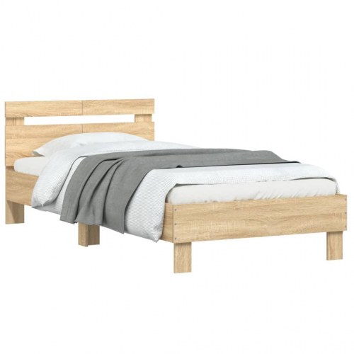 Sengeramme med sengegavl 100x200 cm - sonoma-eg, uden madras