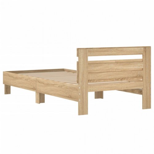 Sengeramme med sengegavl 100x200 cm - sonoma-eg, uden madras