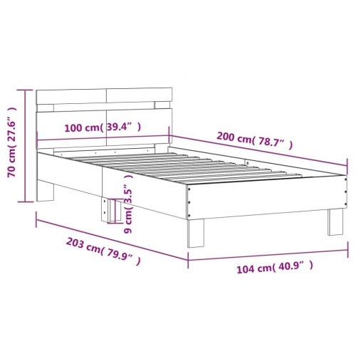 Sengeramme med sengegavl 100x200 cm - sonoma-eg, uden madras