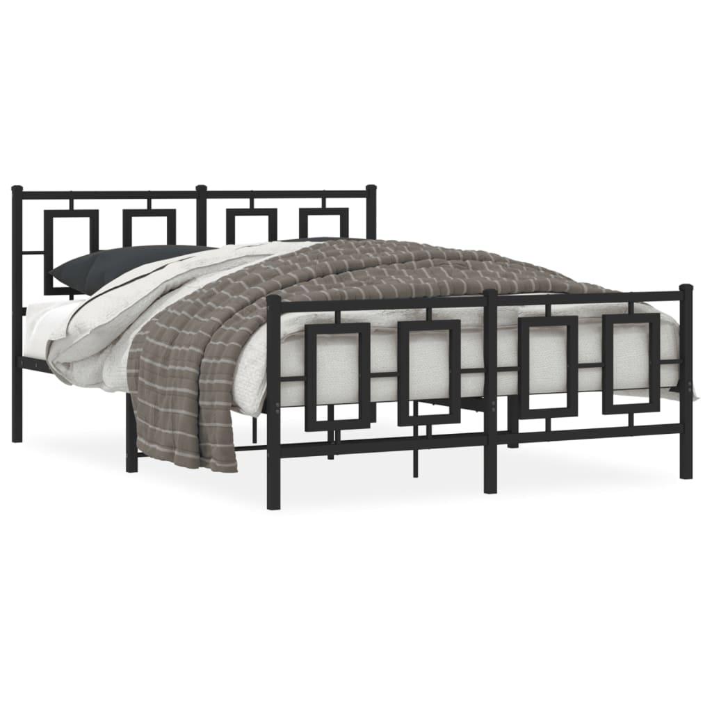 Sengeramme med sengegavl og fodgærde 140x190 cm metal sort