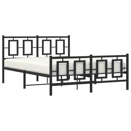 Sengeramme med sengegavl og fodgærde 140x190 cm metal sort