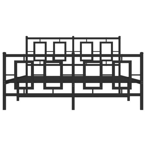Sengeramme med sengegavl og fodgærde 140x190 cm metal sort