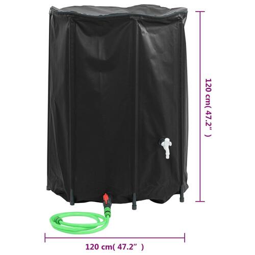 Vandtank med hane sammenfoldelig 1350 l PVC