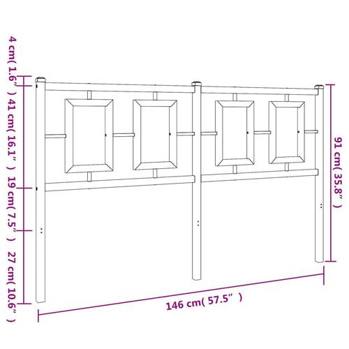 Sengegavl 140 cm metal sort