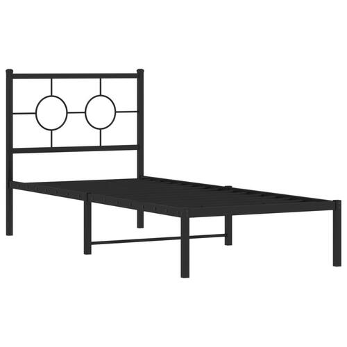 Sengeramme med sengegavl 80x200 cm metal sort
