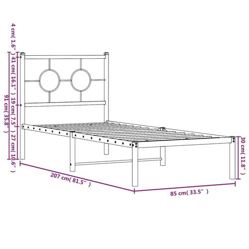 Sengeramme med sengegavl 80x200 cm metal sort