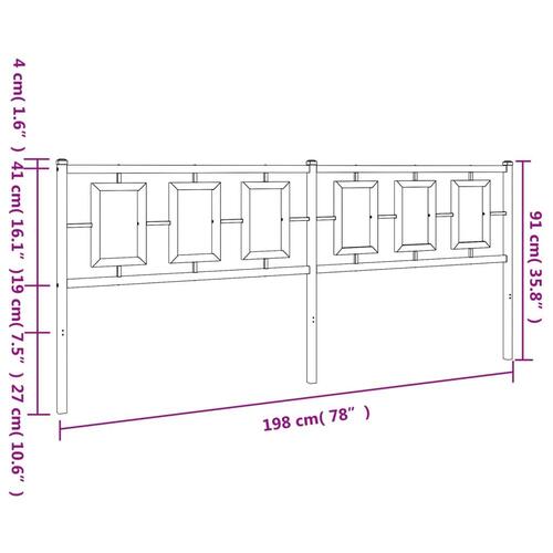Sengegavl 193 cm metal hvid