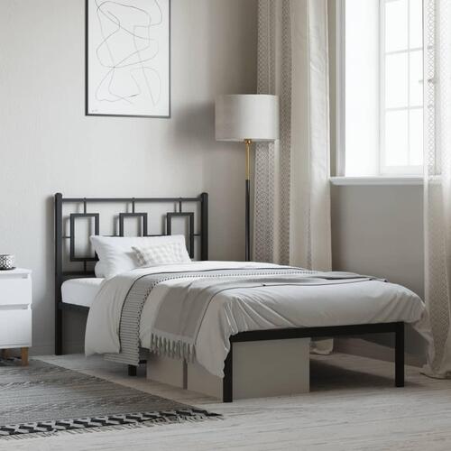 Sengeramme med sengegavl 90x190 cm metal sort