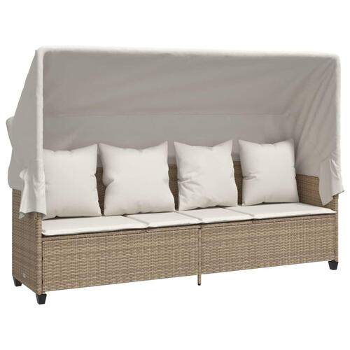 Loungesofa med baldakin og hynder polyrattan beige