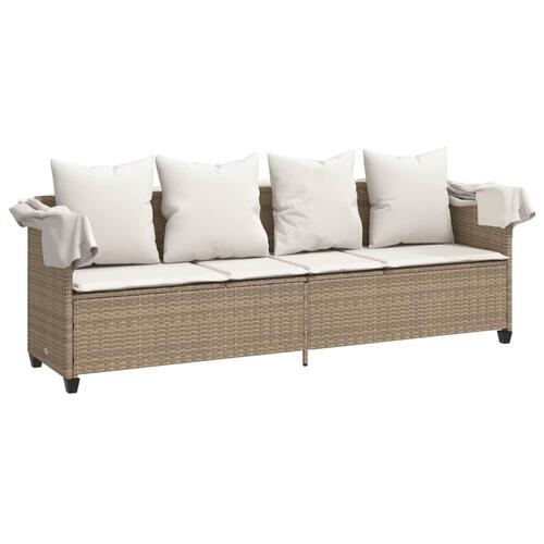 Loungesofa med baldakin og hynder polyrattan beige