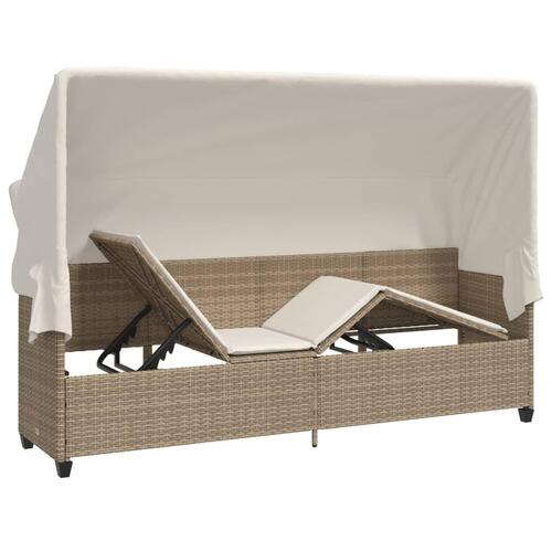 Loungesofa med baldakin og hynder polyrattan beige