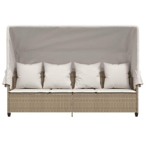 Loungesofa med baldakin og hynder polyrattan beige