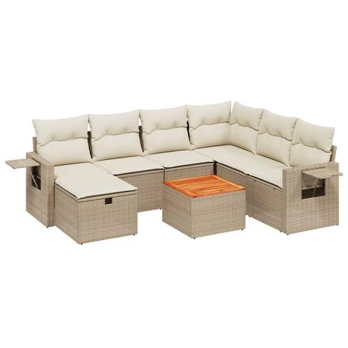 Sofasæt til haven 8 dele med hynder polyrattan beige