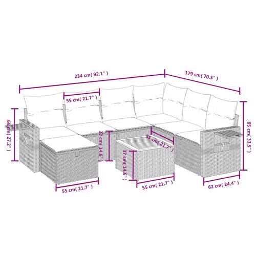 Sofasæt til haven 8 dele med hynder polyrattan beige