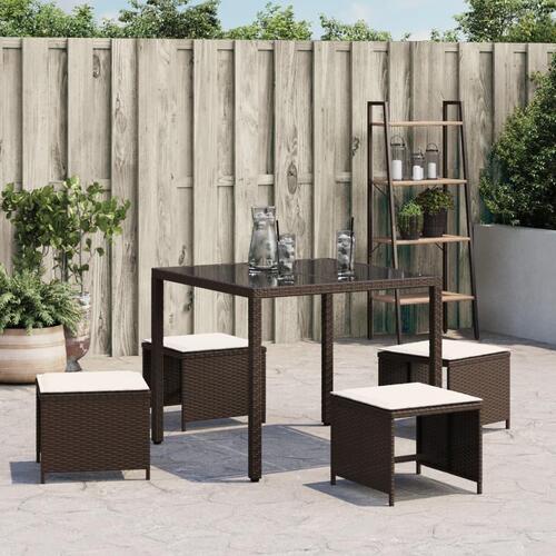 Haveskamler 4 stk. med hynder 41x41x36 cm polyrattan brun