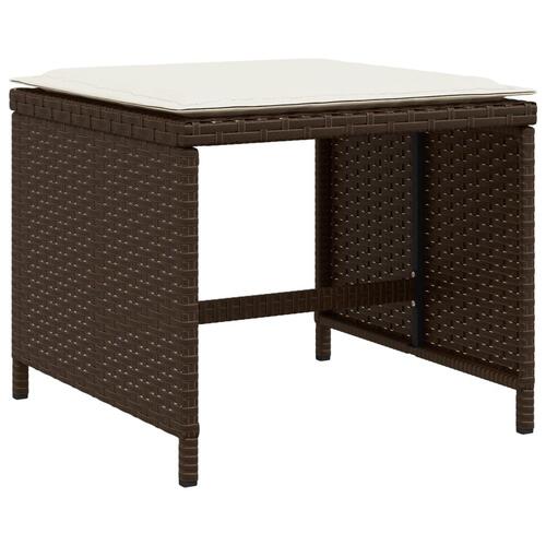 Haveskamler 4 stk. med hynder 41x41x36 cm polyrattan brun