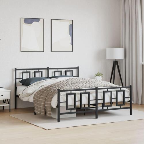 Sengeramme uden madras med fodgærde 160x200 cm sort