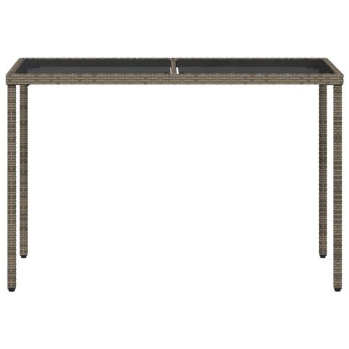 Havebord med glastop 115x54x74 cm polyrattan grå