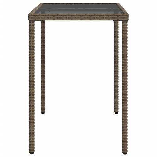 Havebord med glastop 115x54x74 cm polyrattan grå