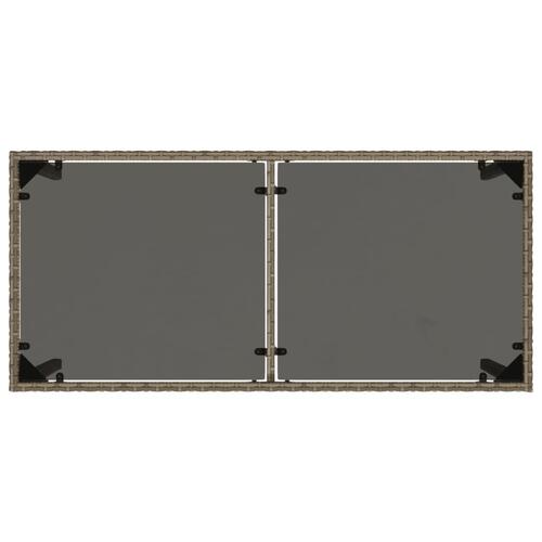 Havebord med glastop 115x54x74 cm polyrattan grå