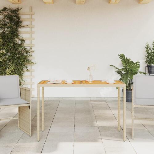 Havebord med top i akacietræ 115x54x74 cm polyrattan beige