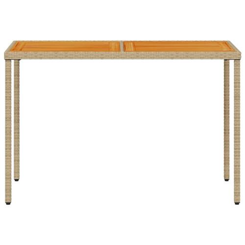 Havebord med top i akacietræ 115x54x74 cm polyrattan beige