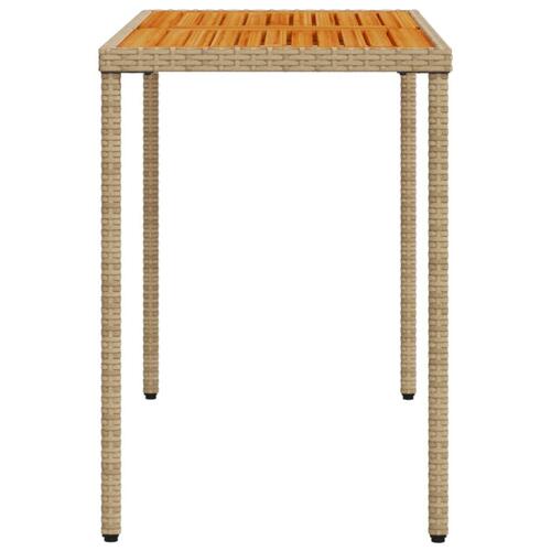 Havebord med top i akacietræ 115x54x74 cm polyrattan beige