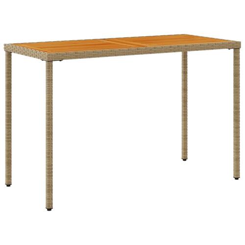 Havebord med top i akacietræ 115x54x74 cm polyrattan beige