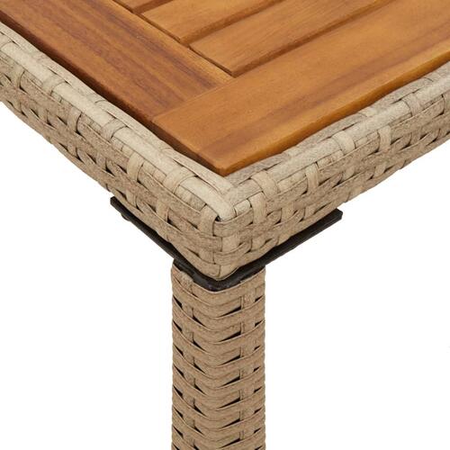 Havebord med top i akacietræ 115x54x74 cm polyrattan beige