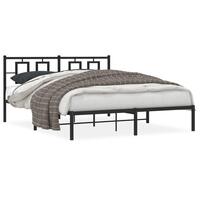 Sengeramme med sengegavl 150x200 cm metal sort