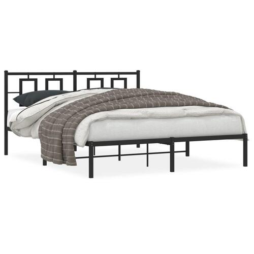 Sengeramme med sengegavl 150x200 cm metal sort