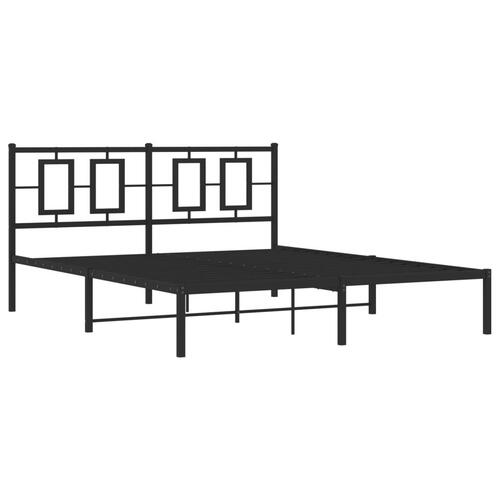 Sengeramme med sengegavl 150x200 cm metal sort
