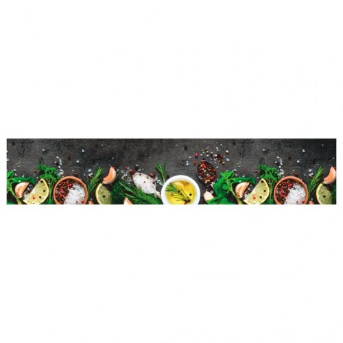 Køkkentæppe 60x300 cm krydderidesign vaskbart velour