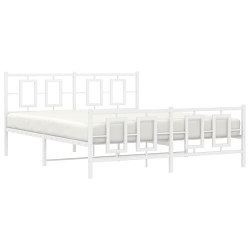 Sengeramme med sengegavl og fodgærde 150x200 cm metal hvid