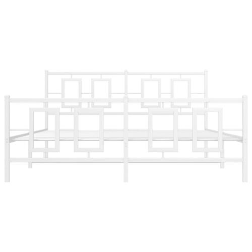 Sengeramme med sengegavl og fodgærde 150x200 cm metal hvid