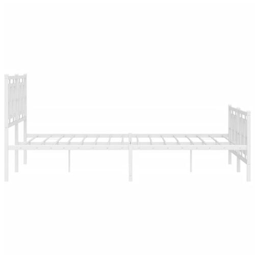 Sengeramme med sengegavl og fodgærde 150x200 cm metal hvid