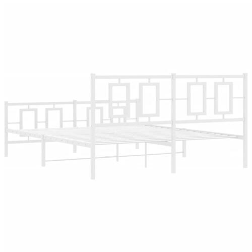 Sengeramme med sengegavl og fodgærde 150x200 cm metal hvid